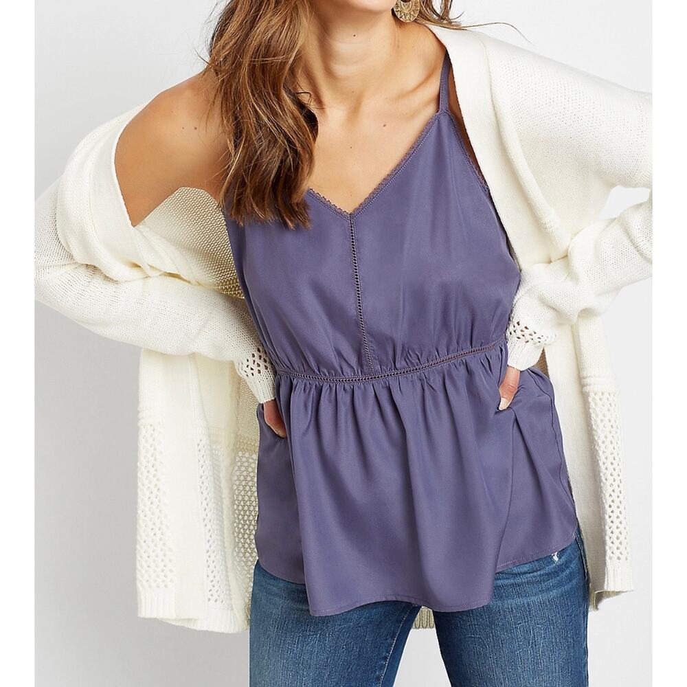 Maurices NWT Heather Purple Crochet Trim Babydoll Tank Top Size XXLarge Coquette